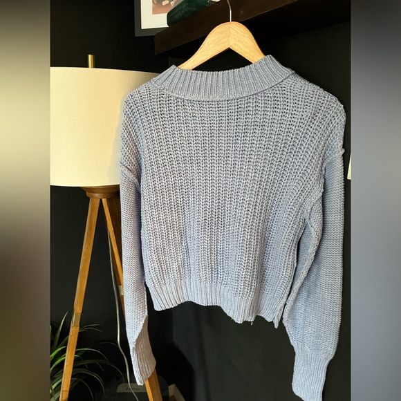 NWT FREE PEOPLE Bell Song Pullover Sweater In Vintage Blue MSRP $98 Size S - Picture 7 of 8